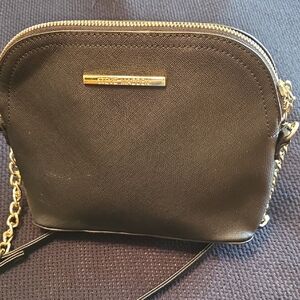 Steve Madden Dome Black Crossbody Bag with Gold Accents